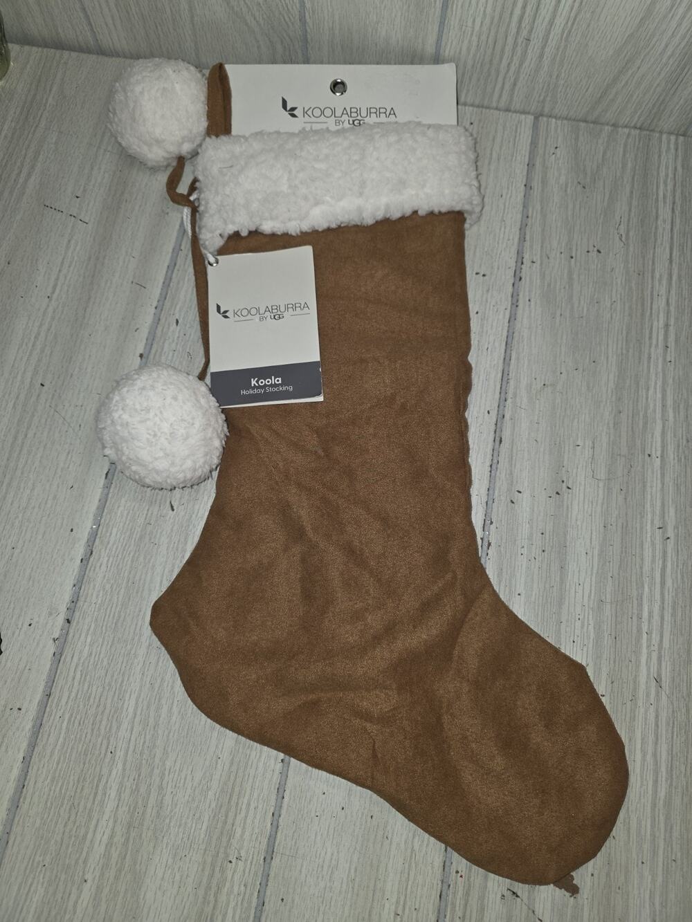 Koolaburra By UGG Koola Faux Suede Christmas Stocking Chestnut Brown Holiday NWT